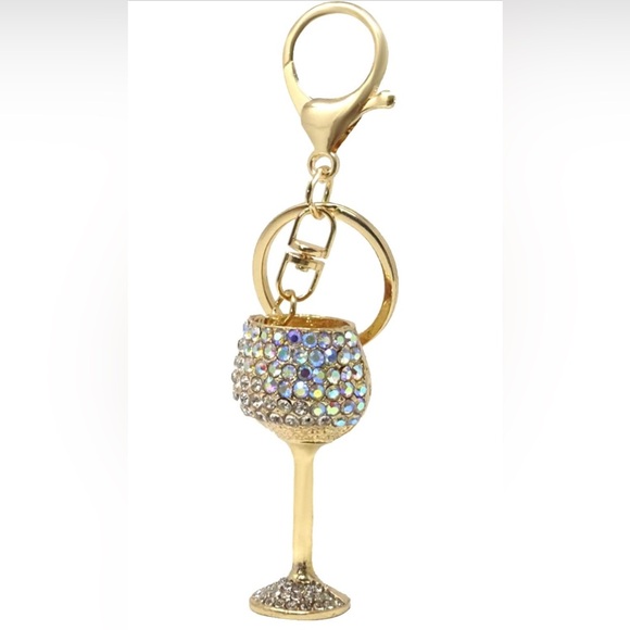 Wine Glass Cocktail  Bag Charm - Picture 1 of 2
